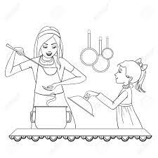 There are many interesting, cute and even unusual things in our kitchen, so it is difficult to describe it in two words. Vector Image Of Mother And Daughter Who Tests Food In The Kitchen Royalty Free Cliparts Vectors And Stock Illustration Image 41867677