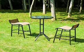This modern dining table and chairs is a great way to set aside a dining space in an urban home or apartment with an open floor plan. Amazon Com Outsunny 3 Piece Bar Height Outdoor Patio Pub Bistro Table Chairs Set With Comfortable Design Durable Build Black Tan Garden Outdoor