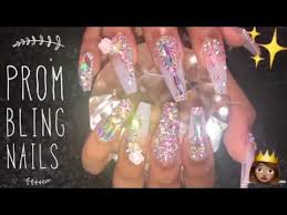 Acrylic nails are artificial nails that are applied on top of your natural nails. Acrylic Prom Bling Nails Youtube
