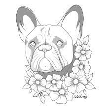 The Sneakpeek For The Next Gift Of The Day Tomorrow Do You Like This One French Bulldog Floral Dog Coloring Page Bulldog Drawing Puppy Coloring Pages