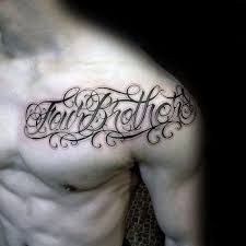 90 Script Tattoos For Men Cursive Ink Design Ideas Tattoo Script Shoulder Script Tattoos Shoulder Tattoo Quotes