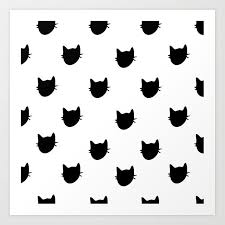 Black And White Cat Pictures To Print Buy Black And White Cat Pattern Art Print By Allyjcat Worldwide Shipping Available At Society6 Com Just One Of Millions Of Pattern Art Cat Pattern White Cat