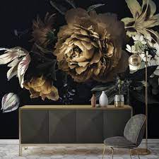 See more ideas about dark floral, floral fashion, dark flowers. Dark Floral Mural In Mustard Large I Love Wallpaper