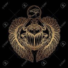 In particular a small golden scarab has to be the most amazing artifact for me. Isolated Vector Tattoo Image Golden Scarab Beetleon A Black Background Royalty Free Cliparts Vec Ancient Egyptian Art Egypt Tattoo Ancient Egyptian Symbols