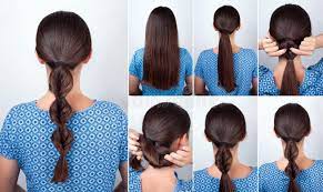 Neck length, brown hair, having smooth texture and worn with side parting. 186 Simple Hairstyle Tutorial Photos Free Royalty Free Stock Photos From Dreamstime