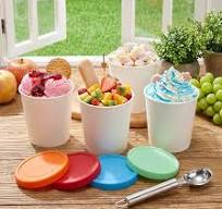 Peohud 4 Pack Ice Cream Containers, 1 Quart Freezer Storage Tubs with Silicone Lids and Spoon for Ice Cream, Sorbet and Gelato, Freezer Dishwasher ...