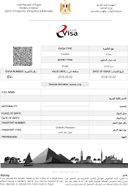 Egypt Single Entry Evisa Sample Visa Online Egypt Visa