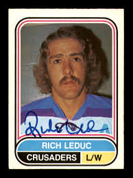 Rich Leduc Autographed 1975-76 O-Pee-Chee WHA Card #113 Cleveland Crusaders  SKU #251862