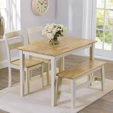 Bremen Oak And Cream Dining Set With 2 Chairs And 1 Bench Furniture In Fashion In 2020 Dining Room Small Narrow Dining Tables Dining Table With Bench