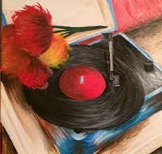 Blue vinyl record player sticker by sundrystudio. My Record Player Brittany Hotte Paintings Prints Still Life Other Still Life Artpal