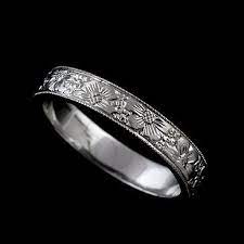 Flower Engraved Wedding Band Floral Wedding Ring Women S Etsy Engraved Wedding Rings 14k White Gold Wedding Band Wedding Rings For Women