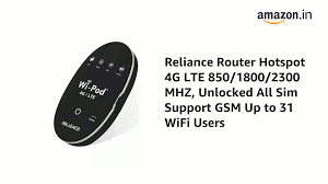 Buy original unlock cat4 150mbps jio jmr541 portable lte wifi router with 2600mah battery at aliexpress for us $41.50. Reliance Router Hotspot 4g Lte 850 1800 2300 Mhz Unlocked All Sim Support Gsm Up To 31 Wifi Users Buy Reliance Router Hotspot 4g Lte 850 1800 2300 Mhz Unlocked All Sim Support Gsm Up