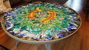 Clear square glass table top 1/4 in. Glass On Glass Mosaic Table How To Mosaic
