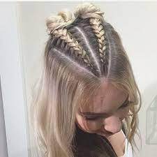 Double Buns Thin Haired Girls This Do Is For You Create Two Braids On Top Of Your Head And Finish Off The L Short Thin Hair Top Braid Braids For Short Hair
