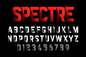 Bold Style Font With Shadow Effect Spectre Typeface Alphabet And Numbers Stock Illustration In 2021 Bold Fashion Illustration Fonts