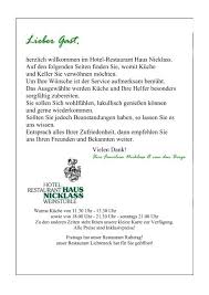 „unsere leidenschaft und „unsere heimat. Speisekarte Weinstuble Haus Nicklass