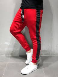 Black And Red Joggers Mens Red Sweatpants Black Side Stripes Red Sweatpants Striped Sweatpants Sweatpants