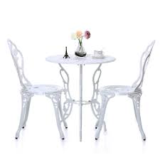 Free delivery over £40 to most of the uk great selection excellent customer service find everything for a beautiful home. Ikayaa 3pcs Moderne Aussenterrasse Garten Bistro Set Mobel Rose Design Eisen Aluminium Veranda Balkon Cafe Tisch Stuhle Set