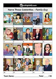 Pixie dust, magic mirrors, and genies are all considered forms of cheating and will disqualify your score on this test! Animated Celebrities 004 Family Guy Quiznighthq