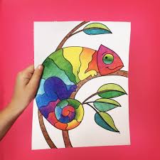 Draw a hot air balloon landscape · art projects for kids. How To Draw A Rainbow Chameleon Chameleon Art Drawings Innovative Art