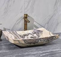 550x380x140mm Above Counter Stone Basin Special Shape Purple Onyx Surface  Luxury Bathroom Wash Basin Vintage