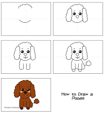 Add two angled legs, then the tail, neck, ear and head pieces. How To Draw A Poodle Dog Easy Step By Step For Kids Cute Easy Drawings