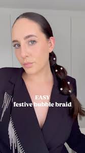 Get festive-ready with this easy slick-back bubble braid! 🎄✨ , Add some  pearl clips to elevate the look and make your Christmas style shine.  Perfect for any holiday celebration! , #FestiveHair ...