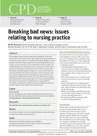 Pdf Breaking Bad News Issues Relating To Nursing Practice Clare Warnock Academia Edu