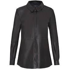 Hallhuber Leather Leather Shirt 305 Liked On Polyvore Featuring Tops Black Women Black Leather Top Slee Black Leather Top Clothes Design Leather Shirt