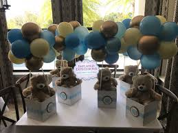 Teddy Bear Balloon Box Centerpieces Boy Baby Shower Centerpieces Baby Shower Balloons Baby Bear Baby Shower
