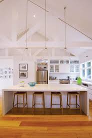 To install a pendant light on a sloped ceiling. 32 Entertaining Friendly Kitchen Islands Blinds Com Coastal Kitchen Design Vaulted Ceiling Lighting Kitchen Inspiration Design