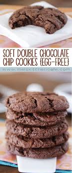 These Soft Double Chocolate Chip Cookies Are Egg Free Rich And So So Soft And Yummy Egg Free Baking Eggless Desserts Chocolate Chip Cookies