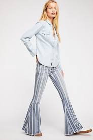 Black And White Striped Flare Pants Outfit Denim Super Striped Flare Jeans Flare Jeans Super Flare Jeans Plus Size Outfits