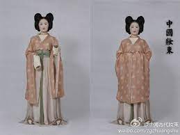 隋代大業年間鄂地女子服飾 頭梳雙髻 內穿圓領小袖絹內衣 外套交領右衽寬袖紗上衣 長裙 腰束寬帶 足穿笏頭履 今鄂地湖北在南北朝時期主要屬南朝范围 虽入隋代服飾也依存南朝風貌 ancient chinese clothing traditional outfits asian outfits