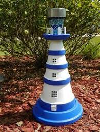 Use green felt to cut out apple leaves and finally assemble all using hot glue. 42 Lighthouse Ideas Lighthouse Lighthouse Crafts Clay Pot Lighthouse