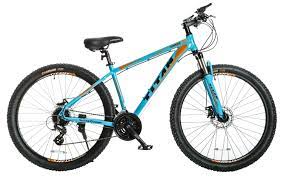 titan omega alloy frame mountain bike with front suspension 17 inch frame 24 speed blue with black and orange decals bike cool bikes wheels and tires