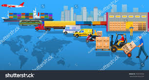Global Logistics Network Flat Vector Illustration Air Cargo Rail Transportation Maritime Shipping Warehou Logistics Management Logistics Network Logistics