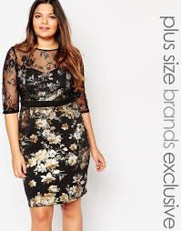 Paper Dolls Plus Metallic Floral Print Pencil Dress With Lace Overlay At Asos Com Plus Size Bodycon Dresses Bodycon Floral Dress Cocktail Dress Lace