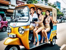 Happy Thai Models Driving in Exclusively Decorated TukTuk in Bangkok | MUSE  AI