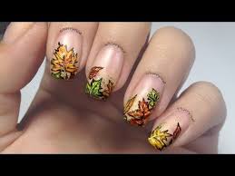 Fall Leaf Nails Diy Easy Autumn Leaves Nail Art Design Tutorial Youtube Fall Nail Designs Fall Nail Art Nail Art