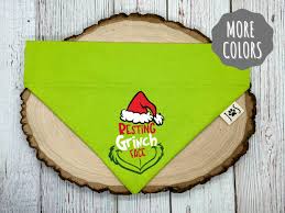 Resting Grouch Face Christmas Dog Bandana, Christmas Dog Bandana, Funny  Christmas Dog Bandana, Over the Collar Dog Bandana, Cute Dog Bandana