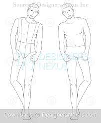 Set of fashionable men's sketches on a white background. Male Croquis Free Mens Fashion Figure Templates