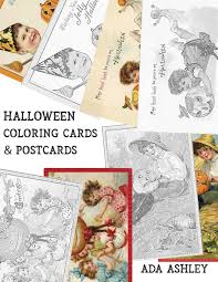 Witches, ghosts and goblins copyright 1965 treasure books new york, ny this softcover book is in good condition, some light wear around the edges of the cover and a small tear at. Halloween Coloring Cards Postcards Coloring Book Of Vintage Retro Halloween Greeting Cards And Postcards To Color And Cutout For Old Kids Teens And Adults 4 Cards On 1 Paper Sheet Ashley
