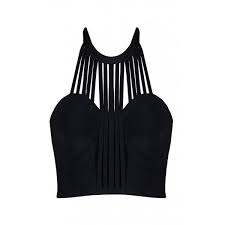 Black And White Crop Top For Girls Posh Girl Halter Crop Bandage Top Top Outfits Posh Girl Summer Halter Tops