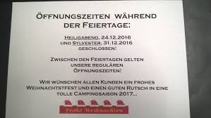 Ladenschluss variiert an heiligabend zwischen 13 und 14 uhr. Offnungszeiten Zu Den Feiertagen Caravan Kissmer Menden