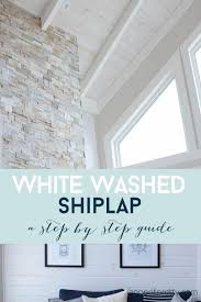 How To White Wash Shiplap And Wood Step By Step Tutorial A Pop Of Pretty Home Decor Blog In 2020 White Wash Ceiling Ship Lap Walls Shiplap Ceiling