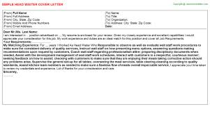 Check spelling or type a new query. Head Waiter Cover Letters