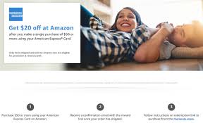 $125 amazon.com gift card† upon approval with an eligible prime. Get 20 For 50 Purchase At Amazon When Using An American Express Card Intelligent Offers