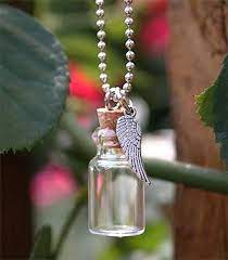 Memorial Ashes Holder Urn Bottle Necklace W Angel Wing Bottle Necklace Unique Cremation Jewelry Urn Jewelry