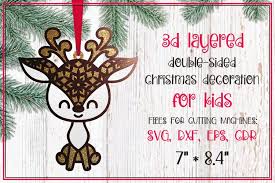 Download Cute Deer 3d Layered Christmas Ornament Svg For Kids 1004786 Paper Cutting Design Bundles